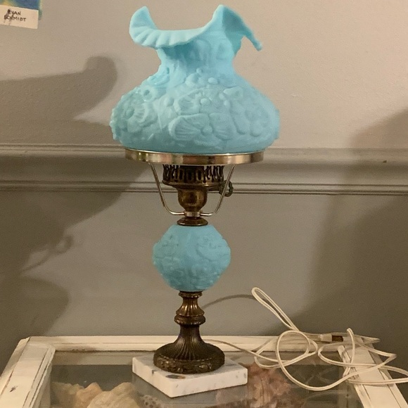 Fenton Other Fenton Glass Blue Poppy Frosted Lamp Gone With The